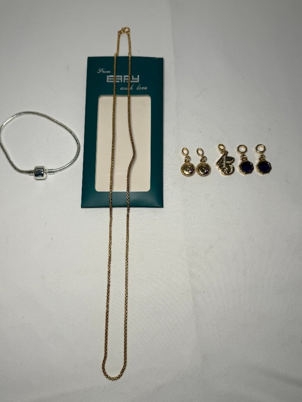 EFFY Necklace Bracelet 5 Charms Nahla Siri 45 Purple Gem Amulet Norwegian Cruise